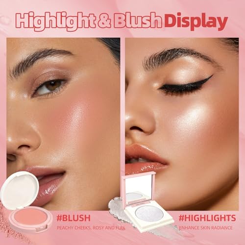 All-in-One Makeup Gift Set for Women & Teens, Complete Cosmetic Kit with Lip Gloss, Lip Balm, Eyeshadow, Blush, Highlighter, Face Powder, Mascara, Eyeliner & Necklace