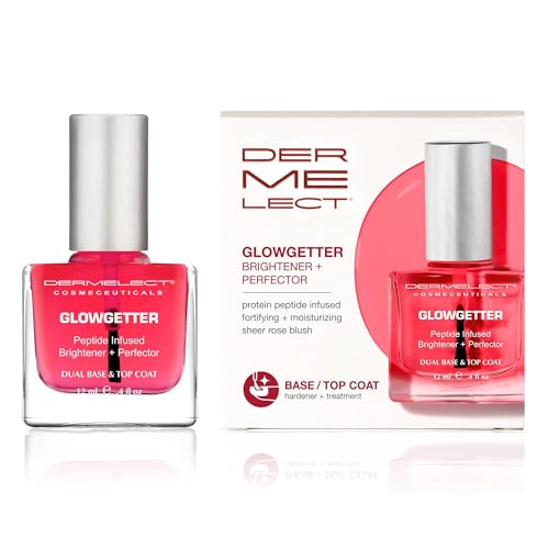 Dermelect Glowgetter Brightener + Perfector ? Nail Strengthener, French Mani Tint & Glossy Top Coat | Repairs Yellowing, Peeling, Ridged & Damaged Nails - 0.4 fl oz