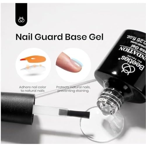 Beetles Black White Gel Polish Set - 4Pcs Gel Polish Kit Black White Colors Gel with No Wipe Top & Base Coat Nail Kit Soak Off UV LED Lamp Manicure Salon DIY Home