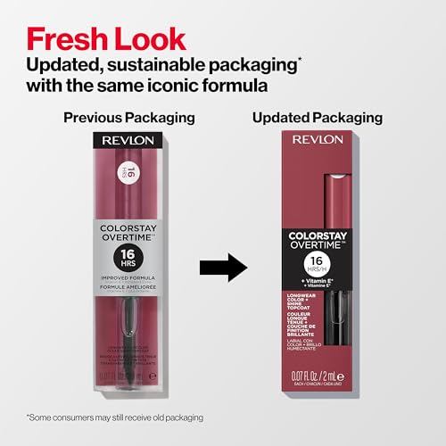 Revlon Liquid Lipstick with Clear Lip Gloss, ColorStay Overtime Lipcolor, Dual Ended with Vitamin E, 040 Forever Scarlet, 0.07 Fl Oz