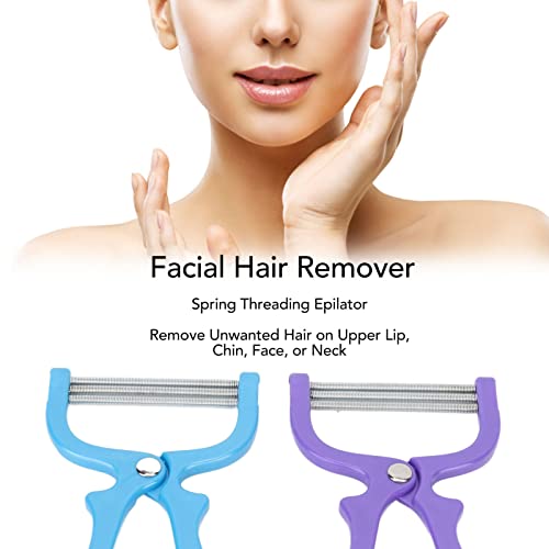 ZJchao 2pcs Spring Hair Remover, Stainless Steel Face Epilator Spring Threading for Women Face, Chin Hair, Upper Lip Hair, Mustache