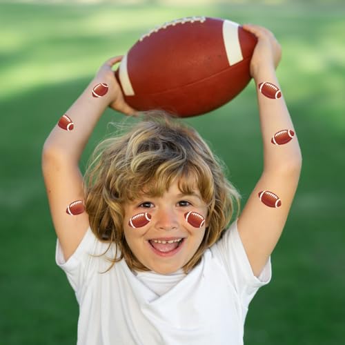 192Pcs Football Pre-Cut Tattoos Stickers, Football Face Tattoos for Game Day Birthday Celebrations School Events, 16 Sheets