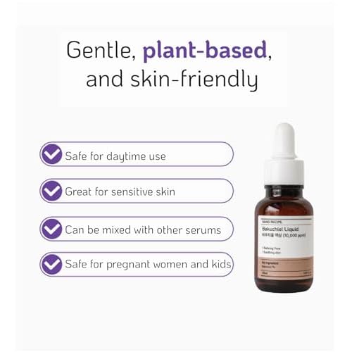 Korean Bakuchiol Concentrate Mix 2 Drops In Any Step of Your Skin Care Routine Retinol Alternative Non GMO Vegan Certificate Safe Natural Botanical Antioxidant Cold Pressed 10000ppm 30ml