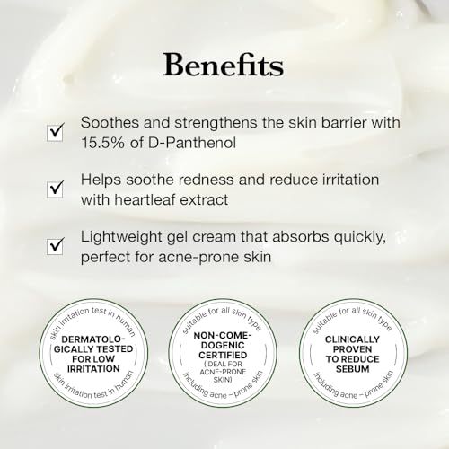 31% Reduction in Sebum & 15.5% High-Dose D-Panthenol | Calms Redness, Repairs Skin Barrier & Locks in Hydration | With Heartleaf Extract | Korean Skincare Daily Moisturizer (35 ml/1.18 fl.oz.)