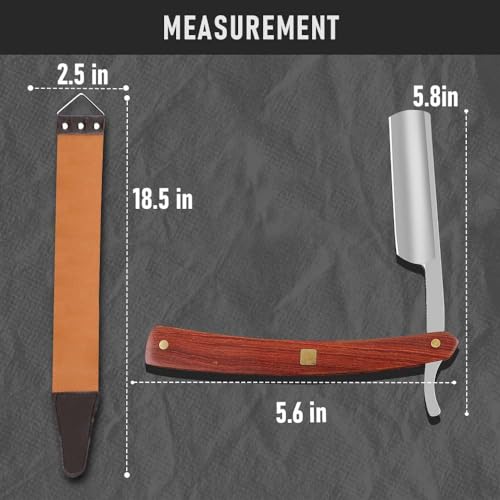 Straight razors for men Professional Straight Edge Barber Razor Premium Stainless Steel Shaver Razor with Shaving Strop for Men Home & Salon Grooming Using (NO.177)