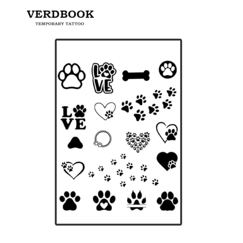 Waterproof Temporary Tattoos: 2-Sheet Tattoo Kit with Realistic Body Stickers, Semi-Permanent Tattoos for Adults Lasting 7-15 Days ? Safe for Men & Women, Paw Motif Set