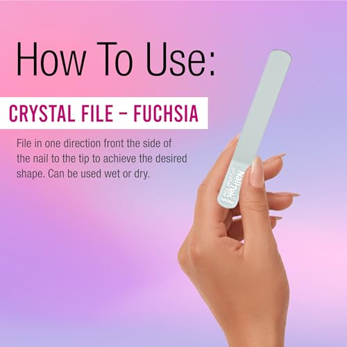 Nail Tek Crystal File - Glass Nail File with Case, Durable & Gentle for Natural Nails, Travel-Friendly Design, Fuchsia, Mini 3"