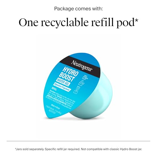 Neutrogena Hydro Boost Water Gel Face Moisturizer Refill Pod, Refill Pack of Hyaluronic Acid Moisturizer for a Refreshing Burst of Hydration & Dewy Skin, Signature Fragrance, 1.7 oz
