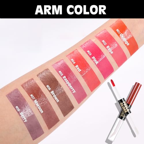 Lip Stain Peel Off Lip Oil 2 in 1 Combo Set, Raspberry Long Lasting Tattoo Lip Liner Stain, Transfer-Proof Lip Tint Matte Finish Moisturizing Lip Gloss for Women Daily Makeup, Easy to Use
