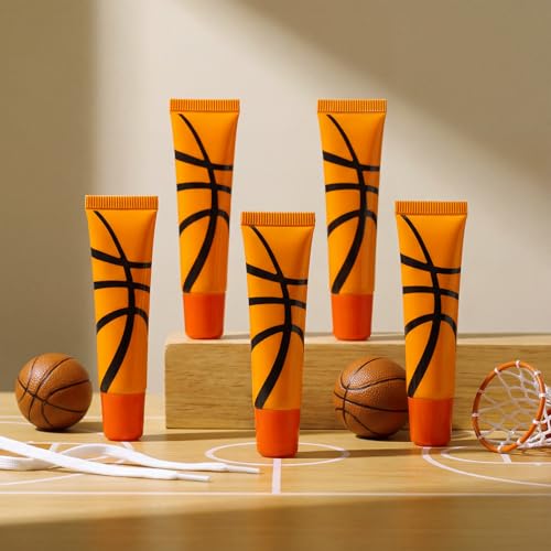 36 Pcs Basketball Party Favors Team Gifts Basketball Lip Balm Bulk 0.35 oz Vanilla Flavored Moisturizing Lip Sports Gift for Team Teen Adults Birthday Party Game Supplies