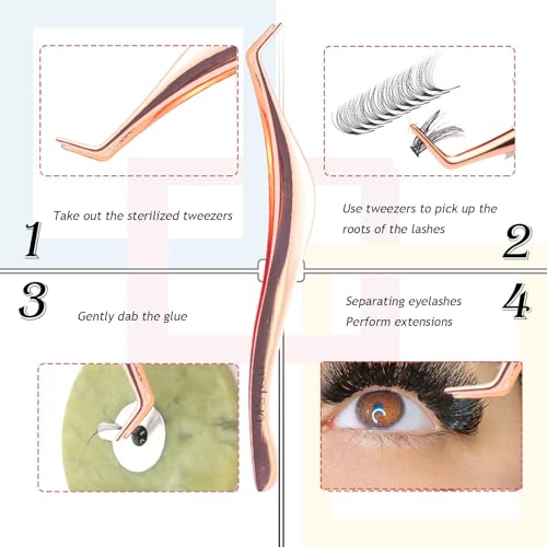 Stainless Steel Eyelash Applicator Tool ? Curved Lash Tweezers for Easy Eyelash Extension Application and Removal