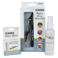 Feather - Nape and Body Razor Kit ? Professional Use Hair Cutting Tool - Includes Nape Razor, 10 Nape Blades & 2 oz Blade Glide ? Ideal for Nape, Sideburns, Eyebrows, and Bikini Line ? Made in Japan