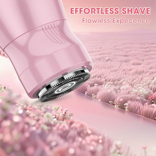 Karrte 5-in-1 Electric Razor for Women's Pubic Hair, Painless Body Shaver and Facial Epilator, Hair Removal for Face, Bikini Trimmer for Women's Private Area Pink