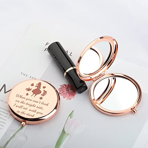 AKTAP Fairy Tale Gifts Princess Fans Compact Mirror I Will Sit with You in The Dark Makeup Mirror for Women