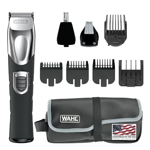 Wahl USA Rechargeable Lithium Ion All in One Beard Trimmer for Men with Detail and Ear & Nose Hair Trimmer Attachment ? Model 9854-600B