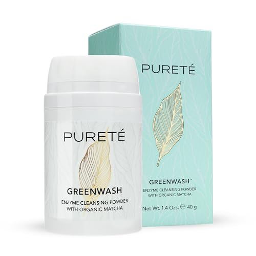 Puret? Greenwash | Powder-to-Lather Exfoliating Cleanser with Ceremonial Matcha | Gentle, No-Tears Foaming Face Wash for Smooth, Clarified Skin | Buttery-Soft, Non-Abrasive | Made in Japan | 1.4 oz