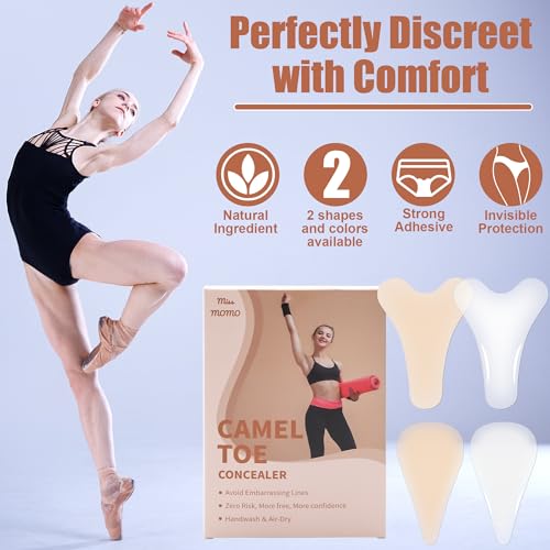 Seamless Camel Toe Hider, Camel Toe Concealer with Complected & Transparent Reusable Silicone Cameltoe Concealer Versatile and Suitable for Daily Commutes (Skin tone+transparent, Y+drop-shaped)