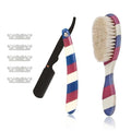 Professional Barber Straight Edge Razor and Barber Fade Brush Set Include 5 Blades, Straight Razor for Men Close Shaving & Hair Cutting (Red/White/Blue)