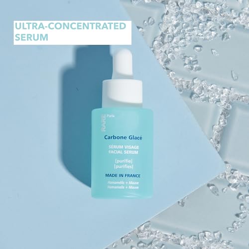 RARE Paris - Carbone Glac? - Purifying Carbon Black Facial Serum - Cleanses & Tightens - With Hamamelis & Mallow - Purifying, Firming & Revitalizing - Multi-Active Serum Formula - 1oz