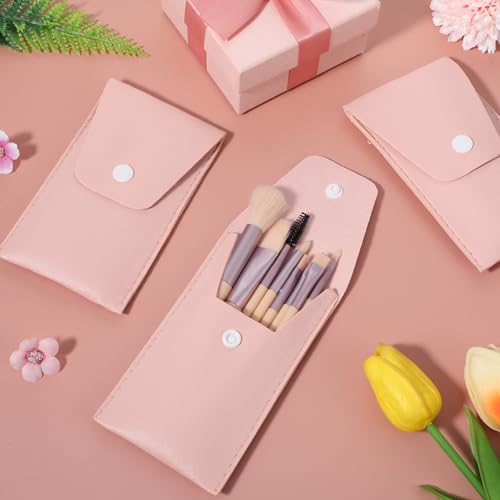 20 Sets Pink Travel Makeup Brush Set Bulk Synthetic Fiber Makeup Brushes Set Bridesmaid Gift for Wedding Bridal Shower Favors Bachelorette Party Gift (Ivory Beige)
