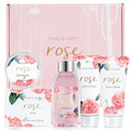 BODY & EARTH Spa Gift Set for Women - Luxurious 5 Pcs Bath and Body Box, Rose Scent, Includes Body Wash, Body Butter, Body Lotion and More, Birthday Mothers Day Gifts for Mom Self Care Kit for Her