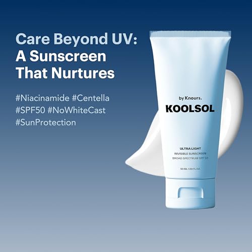 Sunscreen by Knours, Ultra-Light Invisible Broad Spectrum SPF 50, Moisturizing for All Skin Types, Korean Innovation, 50ml/1.69 fl. oz.