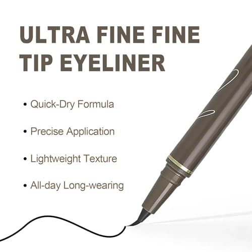 Ultra Fine Liquid Eyeliner Pencils- Slim Felt Tip for Precise Eye Lines, Waterproof, Smudge Proof & Quick-Drying, Winged Liner and Inner Corner. Long Lasting All Day Makeup, Smooth & Lightweight.