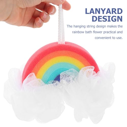 FRCOLOR Cloud Bath Sponges Loofahs Rainbow Shaped Exfoliating Scrubber Bath Brush for Kids Women Men Body Shower