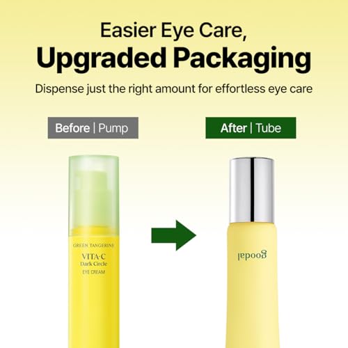 GOODAL Green Tangerine Vitamin C Dark Spot Care Eye Cream | Clinically Tested Dark Circle & Dark Spot Brightening, Improved Elasticity, Gentle & Fragrance-Free Korean Skincare 1.01oz / 30ml