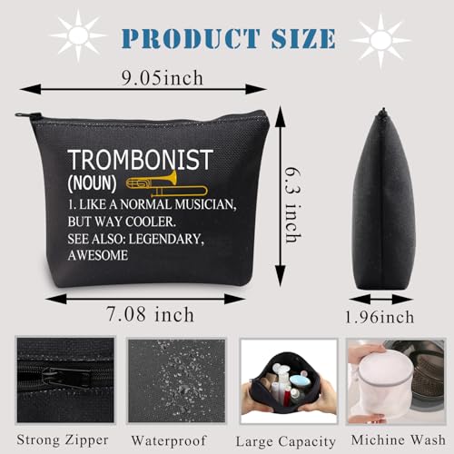 BDPWSS Trombone Player Gift Trombonist Makeup Bag Trombone Musician Gift Music Instrument Gift Orchestra Music Lover Gift (Trombonist noun BL)