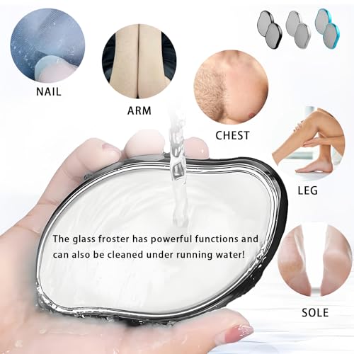 Crystal Hair Remover, Crystal Hair Eraser, Reusable Nano Glass,Multi-Color and Style Options,Easy to Wash,Ideal for Soft and Silky Skin,Skin Exfoliation (Nano Mirror coarse Glass(Blue))
