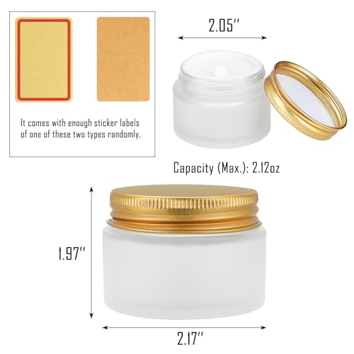 24 pack Small Clear Frosted Glass Cosmetic jars with Golden Metal Lids 2oz Bulk for Sample Lotion Cream Travel Jar Cosmetic Container