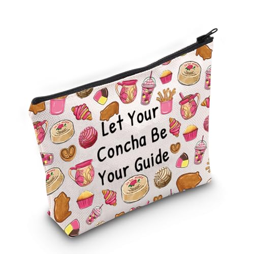 JXGZSO Funny Bread Gift Mexican food Cosmetic Bag Let Your Conchas Be Your Guide Pastries Travel Makeup Bag (Conchas Bag)