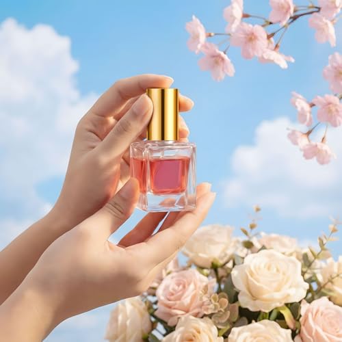 6 Pack 30 ml Empty Glass Perfume Bottles Bulk Refillable Atomizer Cologne Bottles DIY Perfume Making Supplies Vintage Fragrance Packaging Glass (Gold Metal Lid)