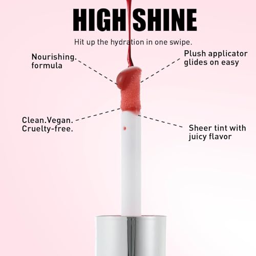 3 PCS Hydrating Lip Glow Oil Lip Stain, Moisturizing Nourishing Lip Gloss,High Shine, Smooth Finish Gloss Tinting And Non-Sticky Lip Oil For Dry Lips