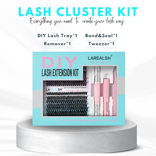 Lash Extension Kit DIY 280pcs Individual Lash Clusters Eyelash Extension 40D 50D D Curl Clusters with Bond, Seal, Applicator, Remover for Self Application (DIY Lash Extension Kit-40D+50D)