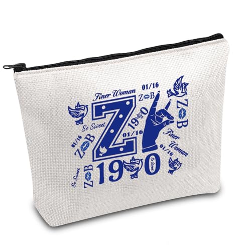 FOTAP Greek Sorority Gift Sisterhood Makeup Bag Finer Women Makeup Bag Sorority Paraphernalia Gift Zeta Dove Gifts Social Worker Gift (Z Finer)
