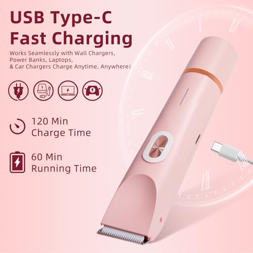 dermave Bikini Shaver, Painless Bikini & Facial Hair Removal, IPX7 Waterproof Electric Shaver for pubic Hair, Designed for Sensitive Skin,Portable for Travel,USB Rechargeable, Gifts for Women