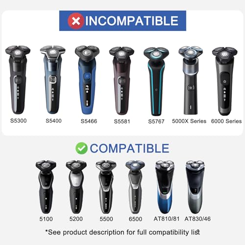 SH50 Replacement Heads for Philips Norelco Replacement Heads 5000 Series Shaver, Compatible with Philips Series 5000 (S5250, S5205, S5660/84, S5590/81,S5290/88,S5210/81), 6 pc-Pack