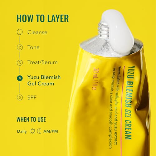 Good Molecules Yuzu Blemish Gel Cream - Lightweight Gel Moisturizer with Salicylic Acid (BHA) and Natural Extracts to Target Blemishes, Even Skin Tone, and Texture - Skin Care for Face