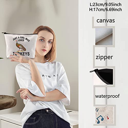 LEVLO Turkeys Animal Cosmetic Make Up Bag Turkey Lover Gift Idea Just a Girl Who Loves Turkeys Makeup Zipper Pouch Bag (Who Loves Turkeys)