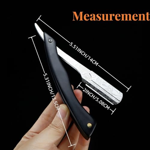 Straight Razor For Men - Premium Stainless Steel Barber Shaving Kit With Wooden Handle & Safety Guard, Single Blade Precision For Smooth Shaving With 10 Blades, Brown Spider Wood Handle, Black