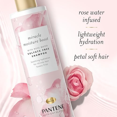 Pantene Nutrient Blends Miracle Moisture Boost Rose Water Shampoo & Conditioner Dual Pack for Dry Hair, Sulfate Free