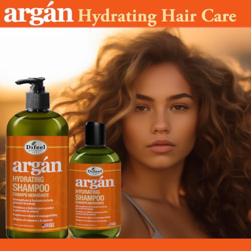 Difeel Argan Hydrating Shampoo 33.8 oz. - Natural Sulfate Free Argan Oil Shampoo for Hair