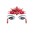 Neva Nude Demonica Red Face Crystal Sticker - Gems for Carnivals, Halloween, Festivals, Raves, & Parties | Medical Grade Adhesive, Waterproof, & Sweatproof | Made in USA