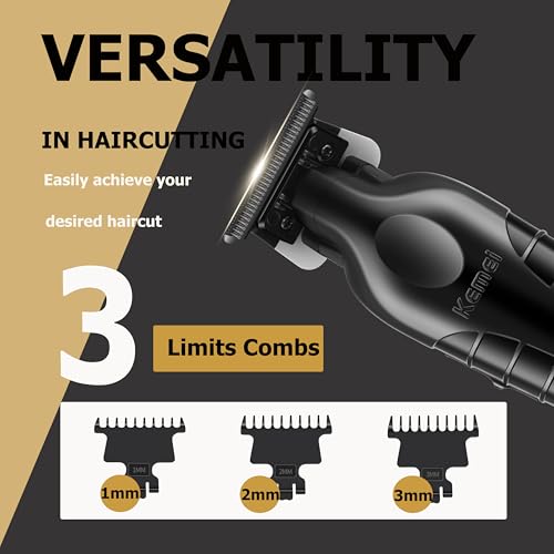 KEMEI 2299 Professional Hair/Beard Trimmer for Men, Zero Gapped Hair Clippers for Barbers, Cordless