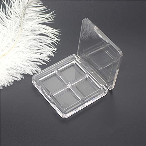 3Pcs Empty Eyeshadow Palette Box Clear Plastic DIY Refillable 4 Grids Makeup Eyeshadow Powder Blush Lipstick Containers Square Small Case for Women Daily and Travel Use