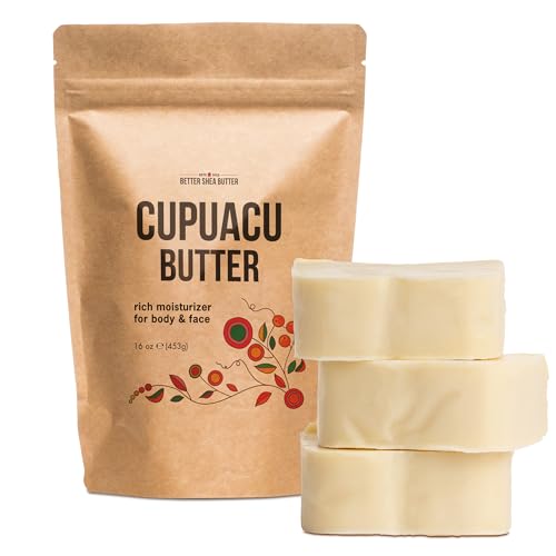 Cupuacu Butter Raw, Pure & Unrefined for Hair Growth & Dry Skin on Body and Face - Brazilian Body Butter Base for DIY Lotion and Soap Making - Cupua?u Butter 16 oz