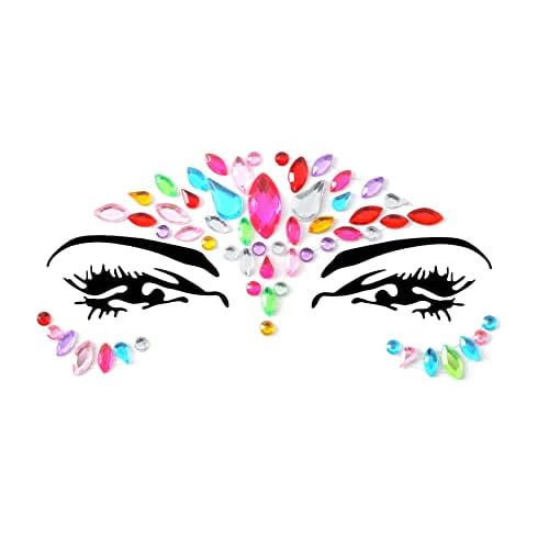 Face Gems Adhesive Glitter Jewel Tattoo Sticker Festival Gems Rave Party Body Make Up (6 PCS MULTI COLORS)