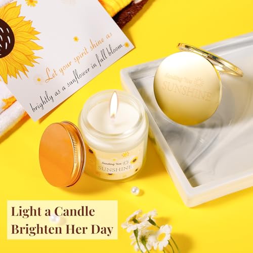 Get Well Gifts for Women: 21pcs Sunflower Gift Baskets Retirement Care Package After Surgery Recovery Gifts- Sending You Sunshine Box for Mom Wife Friends Sis Grandparents